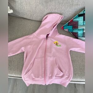 Pink Zip-Up Hoodie with Embroidered Logo